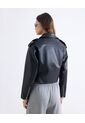 Chaqueta Biker De Cuero Sintético  Para Mujer Negro Seven Seven de Seven Seven