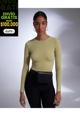 Camiseta Para Mujer Manga Larga Color Amarillo  Marca Seven Seven #28095210 Seven Seven