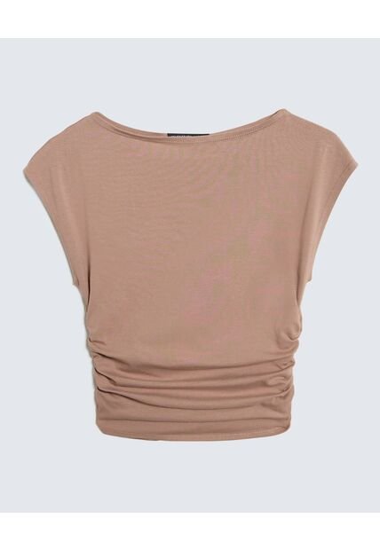 Camiseta Para Mujer Manga Corta Color Beige Marca Seven Seven #28096143