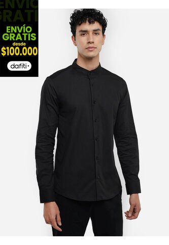 Camisa Para Hombre Manga Larga Cuello Neru Color Negro Marca Seven Seven #45011330 Seven Seven