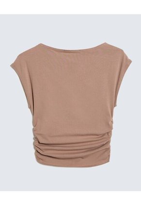 Camiseta Para Mujer Manga Corta Color Beige Marca Seven Seven #28096143