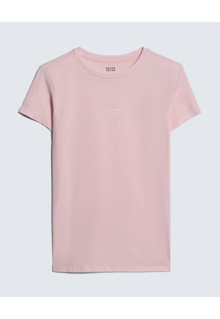 Camiseta Para Mujer Manga Corta Cuello Redondo Color Rosado Marca Seven Seven #28096369