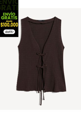 Camiseta  Para Mujer Manga Sisa Cuello V Color Café Marca Seven Seven #28096505 Seven Seven