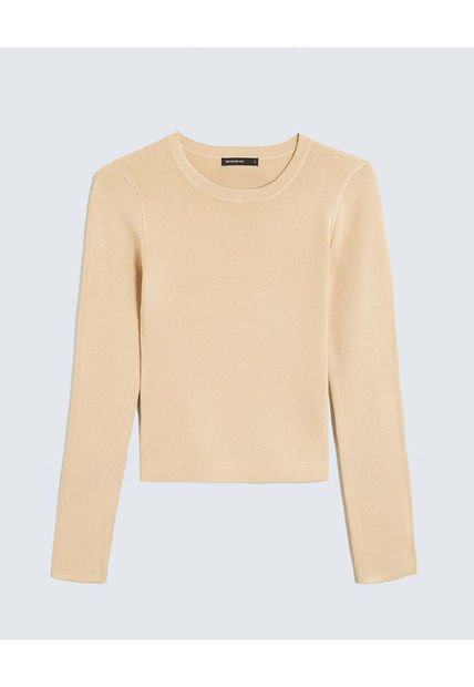 Camiseta Para Mujer Manga Larga Cuello Redondo Color Taupe Marca Seven Seven #28096262