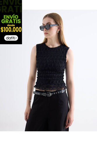 Camiseta  Para Mujer Manga Sisa Cuello Redondo Color Negro Marca Seven Seven #28096603 Seven Seven