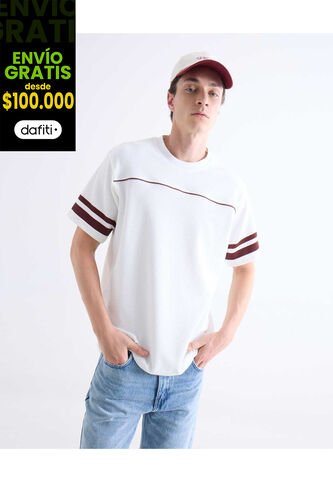 Camiseta  Para Hombre Manga Corta Cuello Redondo Color Marfil Marca Seven Seven #45092849 Seven Seven