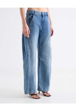 Jean Wide Leg Tono Medio Dirty  Para Mujer Azul Seven Seven