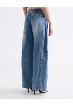 Jean Wide Leg Tono Medio Dirty  Para Mujer Azul Seven Seven