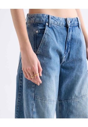 Jean Wide Leg Tono Medio Dirty  Para Mujer Azul Seven Seven