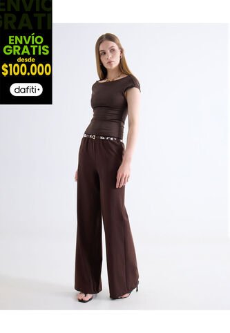 Camiseta  Para Mujer Manga Corta Cuello Redondo Color Café Marca Seven Seven #28096637 Seven Seven