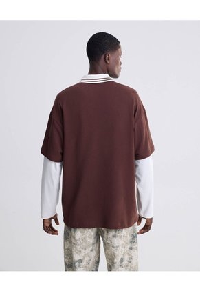 Polo Manga Larga  Para Hombre Café Seven Seven