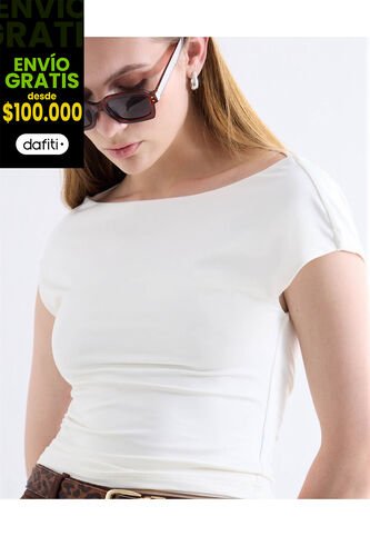 Camiseta  Para Mujer Manga Corta Cuello Redondo Color Crema Marca Seven Seven #28096636 Seven Seven