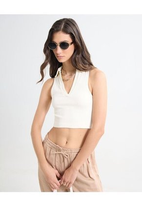 Camiseta Para Mujer Manga Sisa Color Crudo Marca Seven Seven #28096020