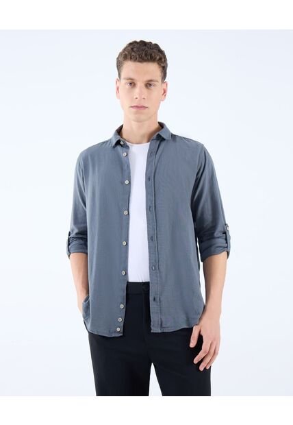 Camisa Para Hombre Manga Larga  Color Gris  Marca Seven Seven #45012087