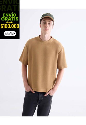 Camiseta  Para Hombre Manga Corta Cuello Redondo Color Camel Marca Seven Seven #45092830 Seven Seven