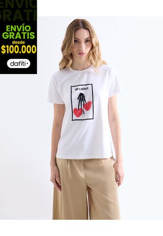 Camiseta  Para Mujer Manga Corta Cuello Redondo Color Marfil Marca Seven Seven #28096533 Seven Seven