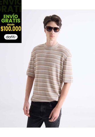 Camiseta  Para Hombre Manga Corta Cuello Redondo Color Beige Marca Seven Seven #45092795 Seven Seven