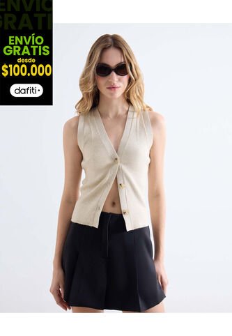 Chaleco  Para Mujer Punto Color Beige Marca Seven Seven #28250140 Seven Seven