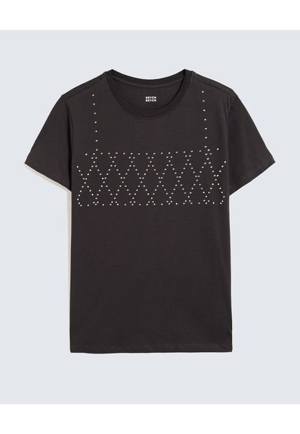 Camiseta Para Mujer Manga Corta Cuello Redondo Color Negro Marca Seven Seven #28096361