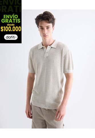 Polo  Para Hombre Cuello Tejido Sin Bolsillo Color Gris Marca Seven Seven #45110931 Seven Seven