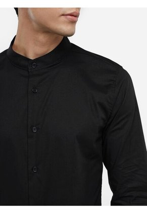 Camisa Cuello Mao  Para Hombre Negro Seven Seven