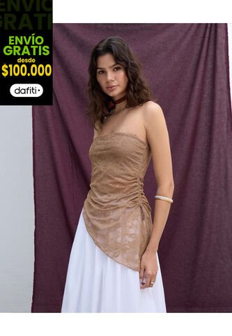 Camiseta  Para Mujer Straple Color Camel Marca Seven Seven #28096600 Seven Seven