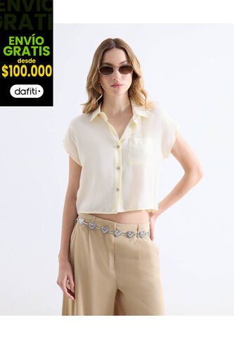 Blusa  Para Mujer Manga Corta Color Amarillo Marca Seven Seven #28124131 Seven Seven