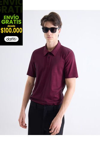 Polo  Para Hombre Cuello Maquina Sin Bolsillo Color Vino Marca Seven Seven #45110941 Seven Seven