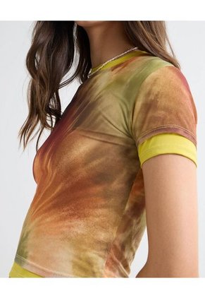 Camiseta Para Mujer Manga Corta Color Amarillo Marca Seven Seven #28096138
