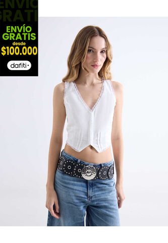 Blusa  Para Mujer Manga Sisa Color Marfil Marca Seven Seven #28124103 Seven Seven