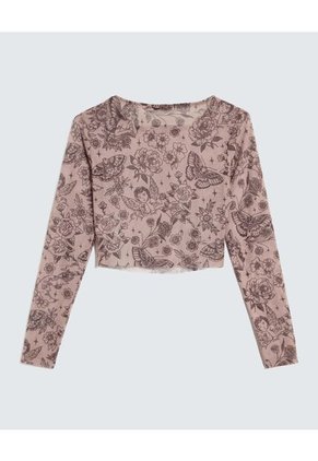 Camiseta Para Mujer Manga Larga Cuello Redondo Color Cafe Claro Marca Seven Seven #28096167