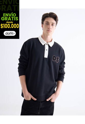 Buzo  Para Hombre Cuello Camisero Color Negro Marca Seven Seven #45060719 Seven Seven