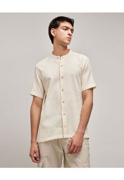 Camisa Para Hombre Manga Corta  Color Crudo Marca Seven Seven #45012003