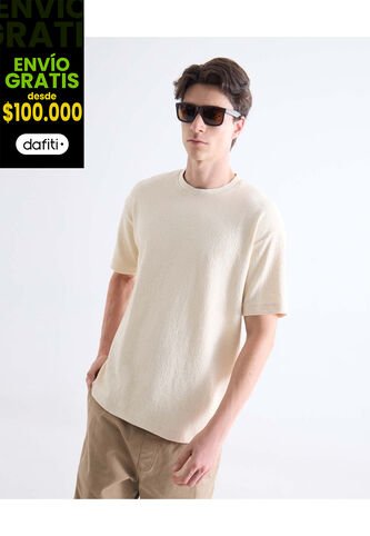 Camiseta  Para Hombre Manga Corta Cuello Redondo Color Crema Marca Seven Seven #45092846 Seven Seven