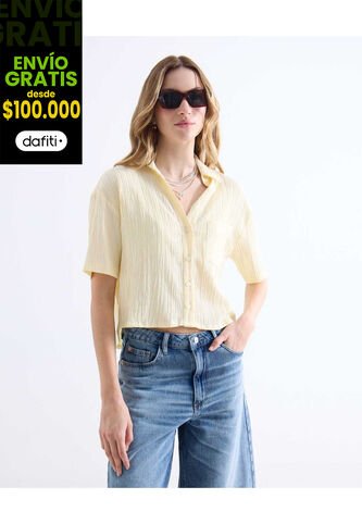 Blusa  Para Mujer Manga Corta Color Amarillo Marca Seven Seven #28124154 Seven Seven