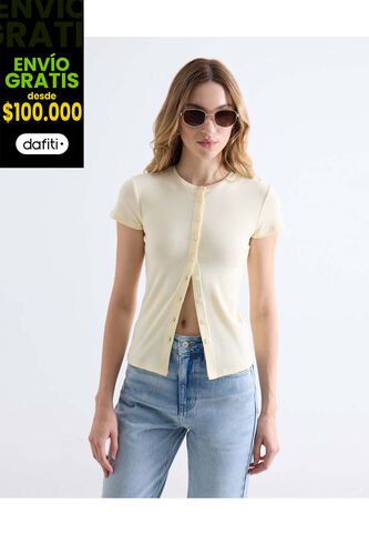 Camiseta  Para Mujer Manga Corta Cuello Redondo Color Amarillo Marca Seven Seven #28096614 Seven Seven