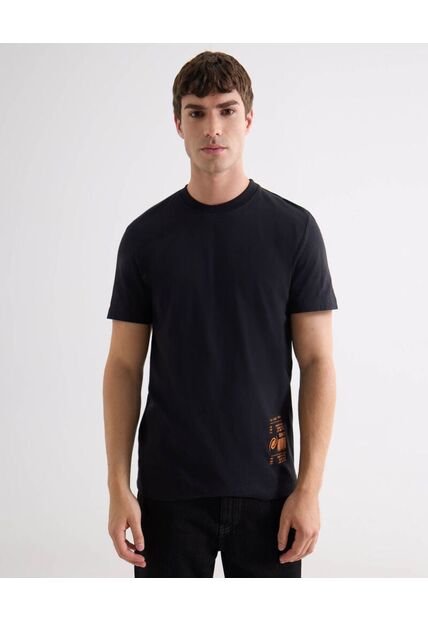 Camiseta Regular Estampada Overloadland  Para Hombre Negro Seven Seven