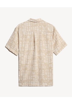 Camisa Resort Estampada  Para Hombre Taupe Seven Seven