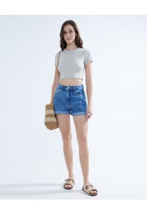 Camiseta Para Mujer Manga Corta Color Beige Marca Seven Seven #28095921