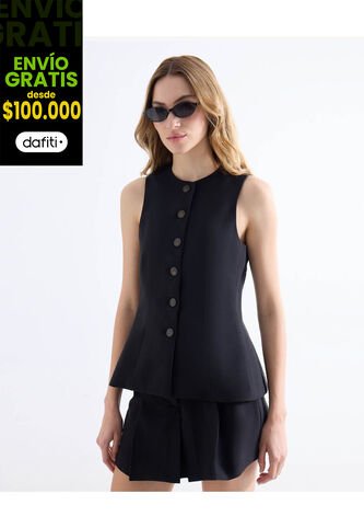 Chaleco  Para Mujer Plano Color Negro Marca Seven Seven #28250157 Seven Seven