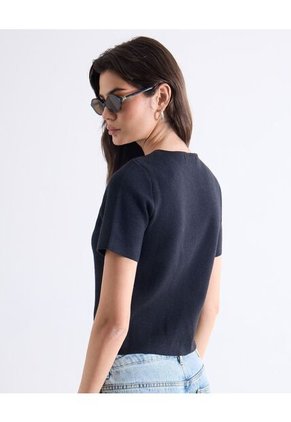 Camiseta  Para Mujer Manga Corta Cuello Redondo Color Negro Marca Seven Seven #28096575