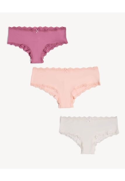 Pack X 3 Panty Hipster En Encaje X3 Para Mujer Lila Seven Seven