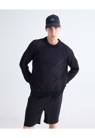 Saco  Para Hombre Cuello Redondo Color Negro Marca Seven Seven #45330257 Seven Seven