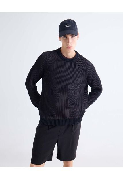 Saco  Para Hombre Cuello Redondo Color Negro Marca Seven Seven #45330257