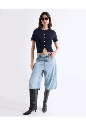 Camiseta  Para Mujer Manga Corta Cuello Redondo Color Negro Marca Seven Seven #28096575