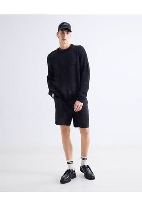 Saco  Para Hombre Cuello Redondo Color Negro Marca Seven Seven #45330257