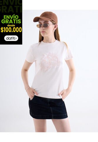 Camiseta  Para Mujer Manga Corta Cuello Redondo Color Rosa Marca Seven Seven #28096540 Seven Seven