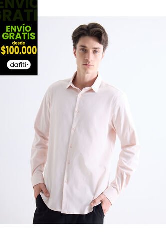 Camisa  Para Hombre Manga Larga Sin Bolsillo Cuello Casual M Color Rosa Marca Seven Seven #45012214 Seven Seven