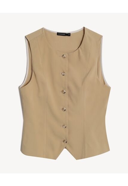 Chaleco  Para Mujer Plano Color Camel Marca Seven Seven #28250162