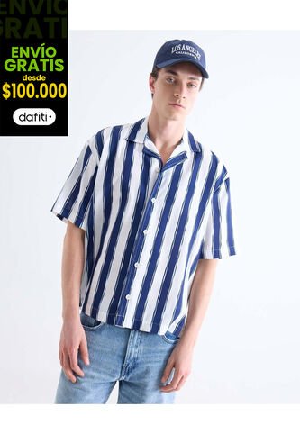 Camisa  Para Hombre Manga Corta Sin Bolsillo Cuello Resort Color Azul Marca Seven Seven #45012236 Seven Seven